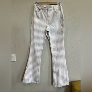 Chelsea & Violet flare pant white with charcoal stripes size 29